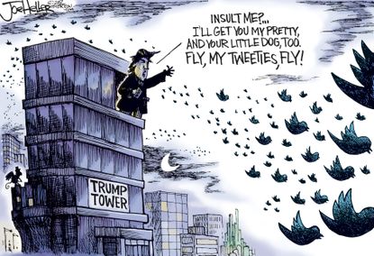 Political cartoon U.S. Tech Twitter Donald Trump