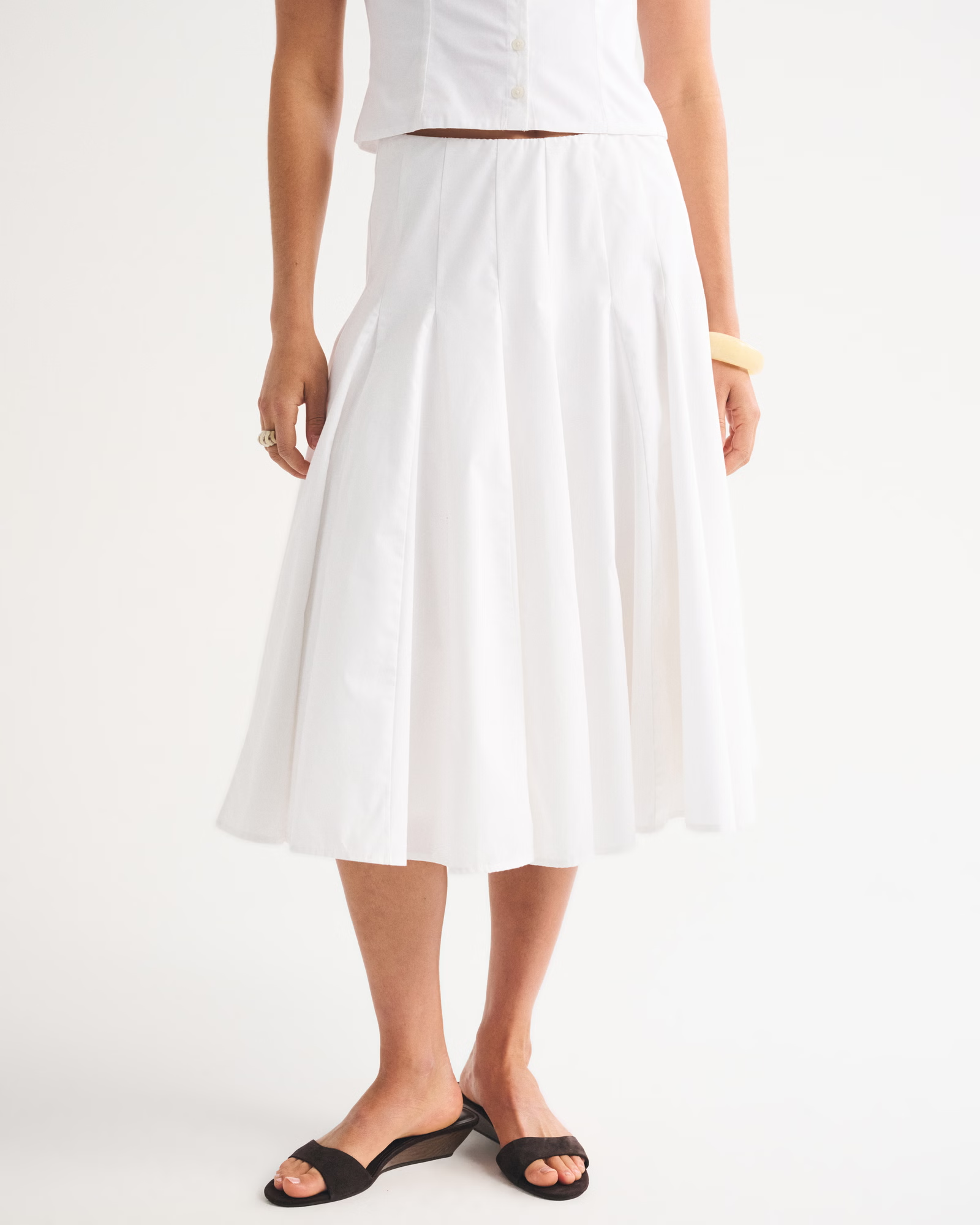 Abercrombie, High Rise Godet Midi Skirt