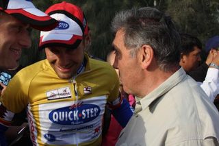 Eddy Merckx shares some advice with Tom Boonen.
