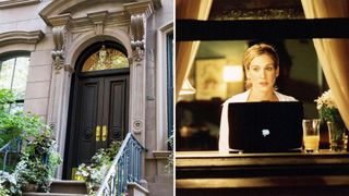 Carrie Bradshaw's apartment from Sex and the City, and Carrie typing on her laptop