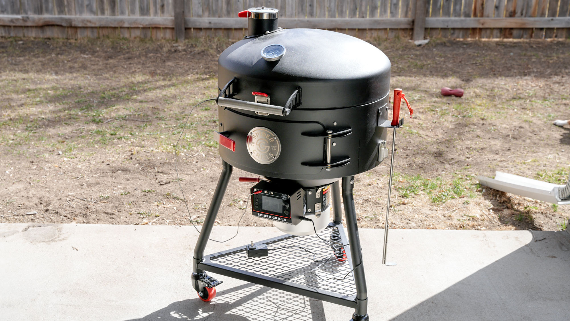 Spider Grills Huntsman being tested in a back yard