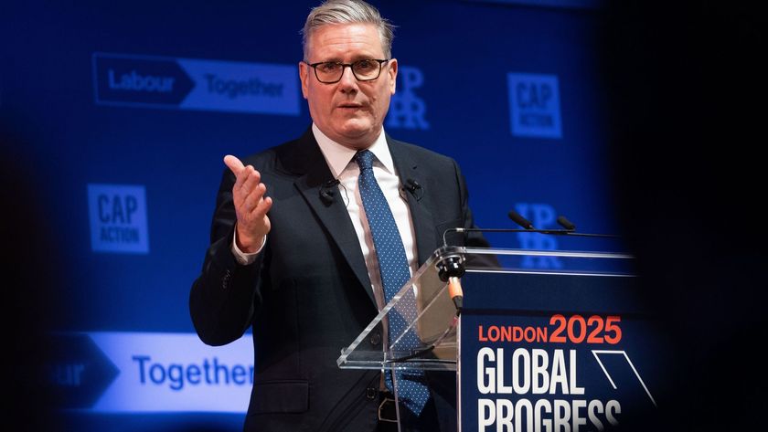 Britain&#039;s Prime Minister Keir Starmer delivers a speech at the 2025 Global Progress Action Summit on September 26, 2025 in London, England. 