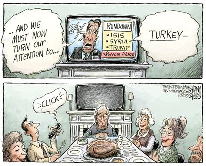 Editorial cartoon U.S. Thanksgiving Turkey News