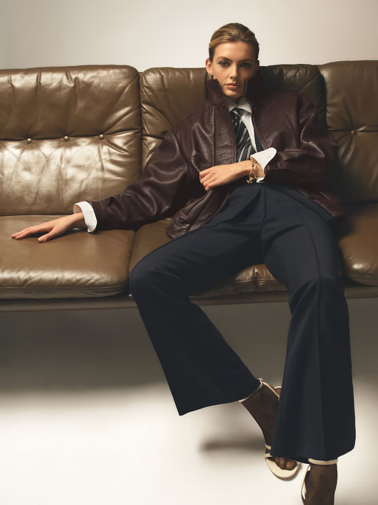 Reiss, Oversize Grained-Leather Bomber Jacket