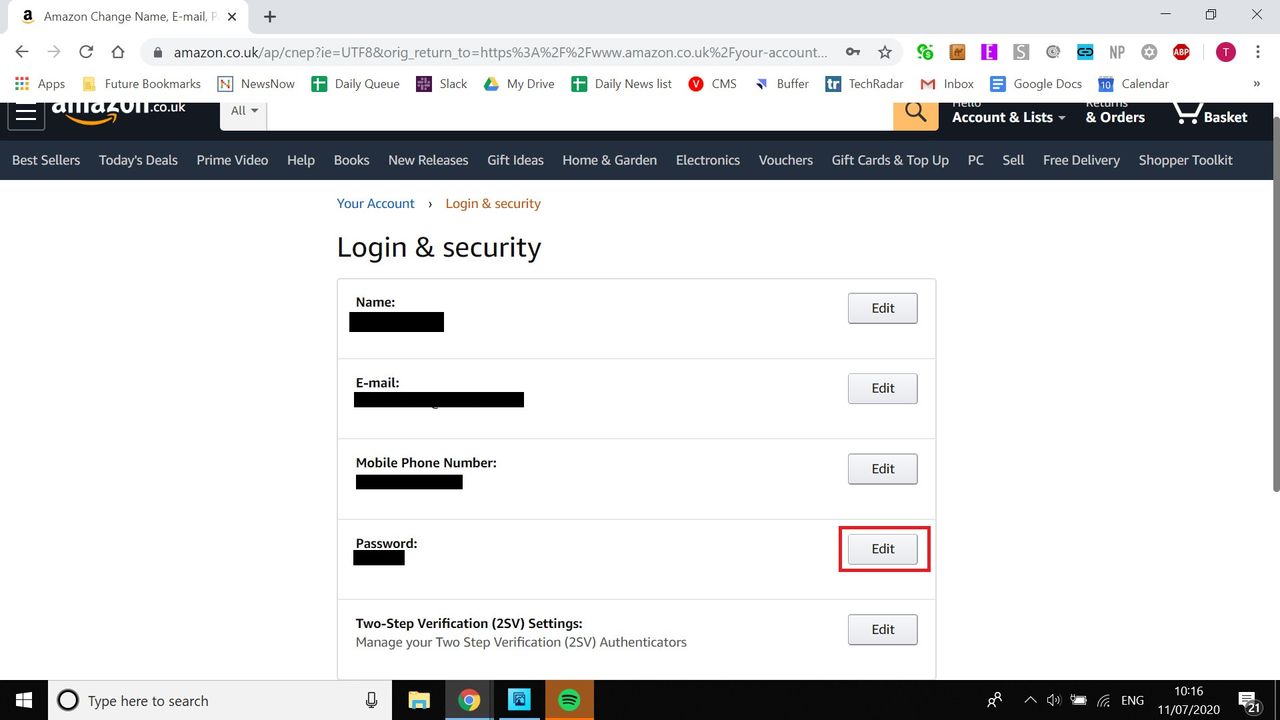 Click 'Edit' by password and follow the steps