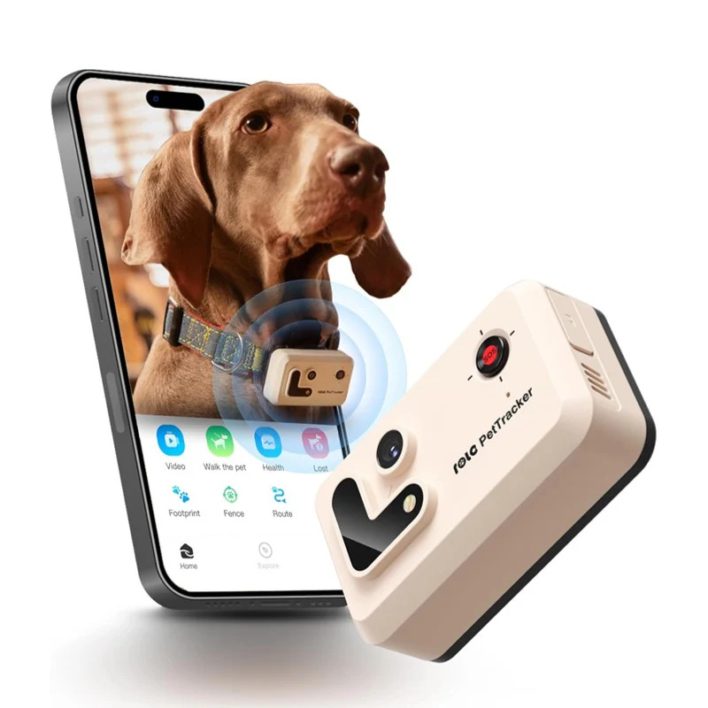 The Enabot ROLA Pet Tracker on a white background