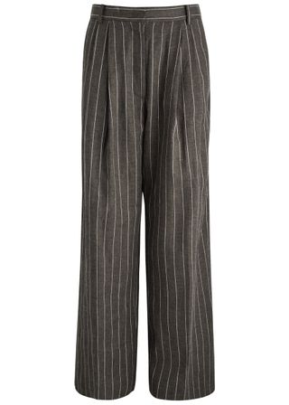 Enzo Pinstripe Linen-Blend Trousers