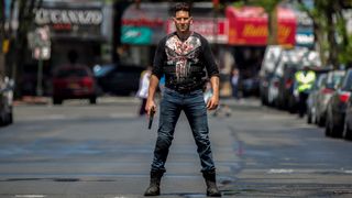 jon bernthal as the punisher standing in the street