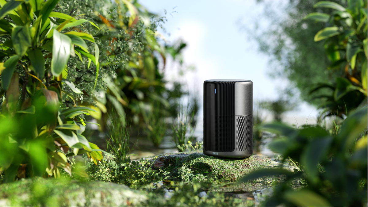 Dreo Macro Pro HEPA air purifier in garden