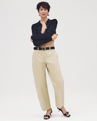 Barrel-Leg Pant in Cotton Blend