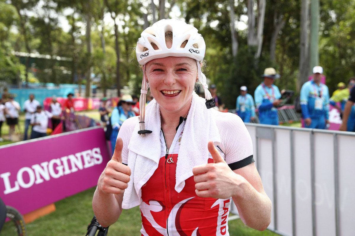 Thumbs up from gold medallist Annie Last (England)