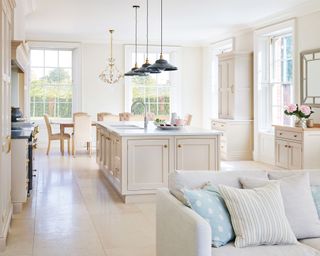 Neutral kitchen with pastel accents