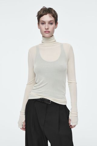 Slim Silk Turtleneck Top