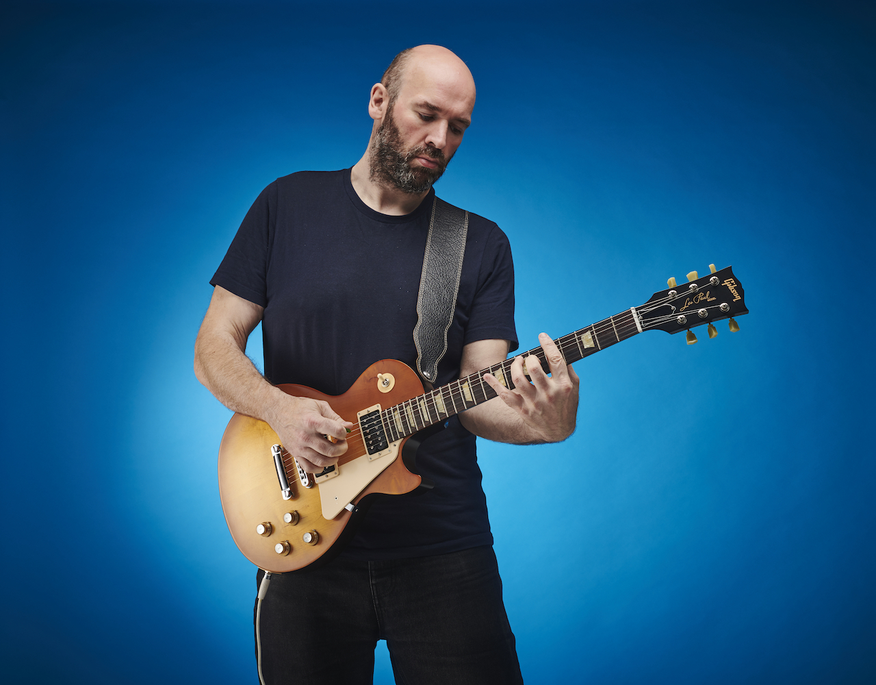 Chris playing a Les Paul