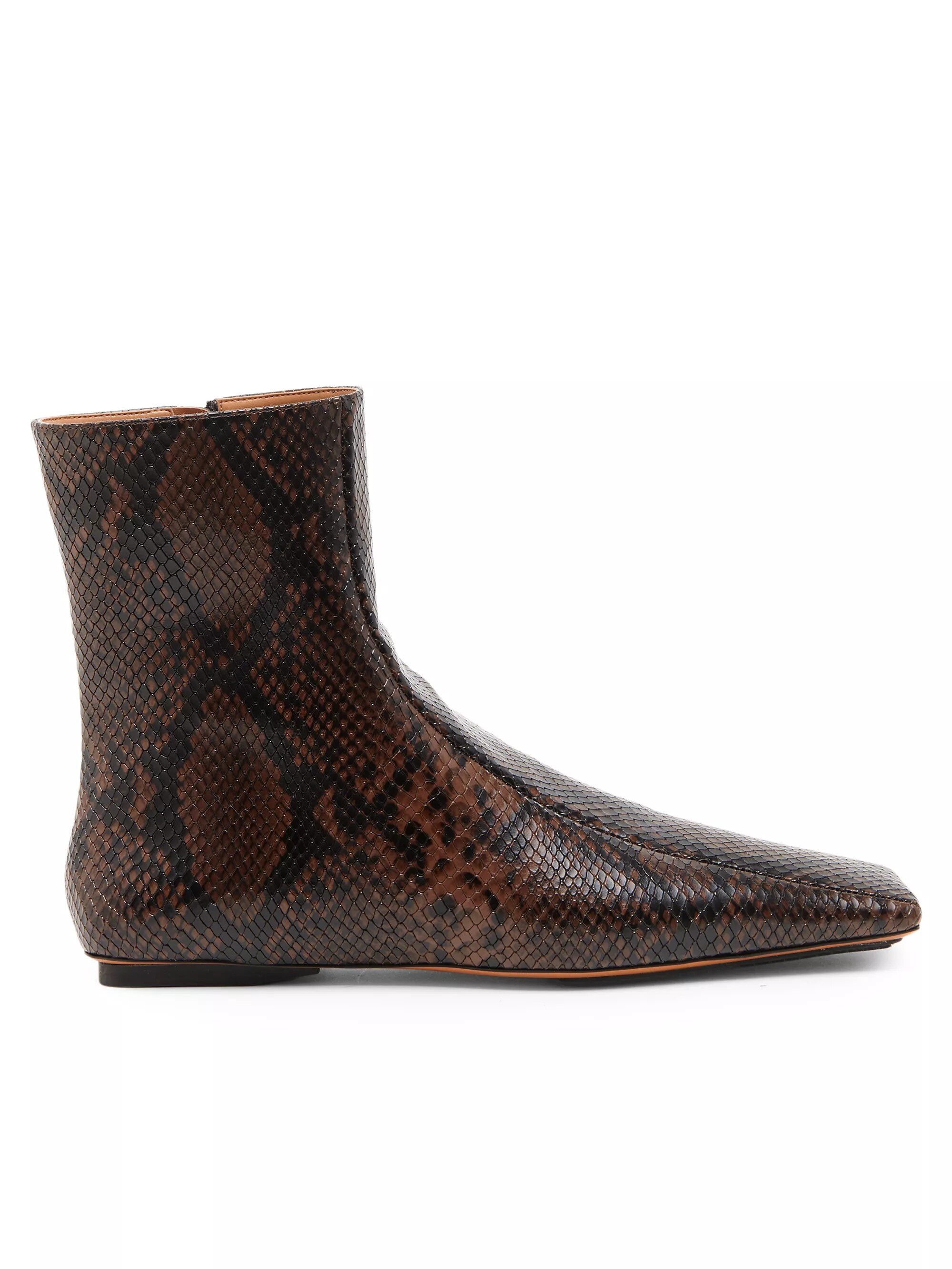 Snakeskin-Printed Booties