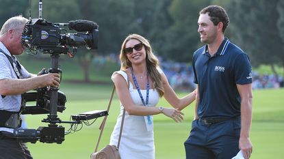 Patrick Cantlay is greeted by his girlfriend after winning the FedEx Cup