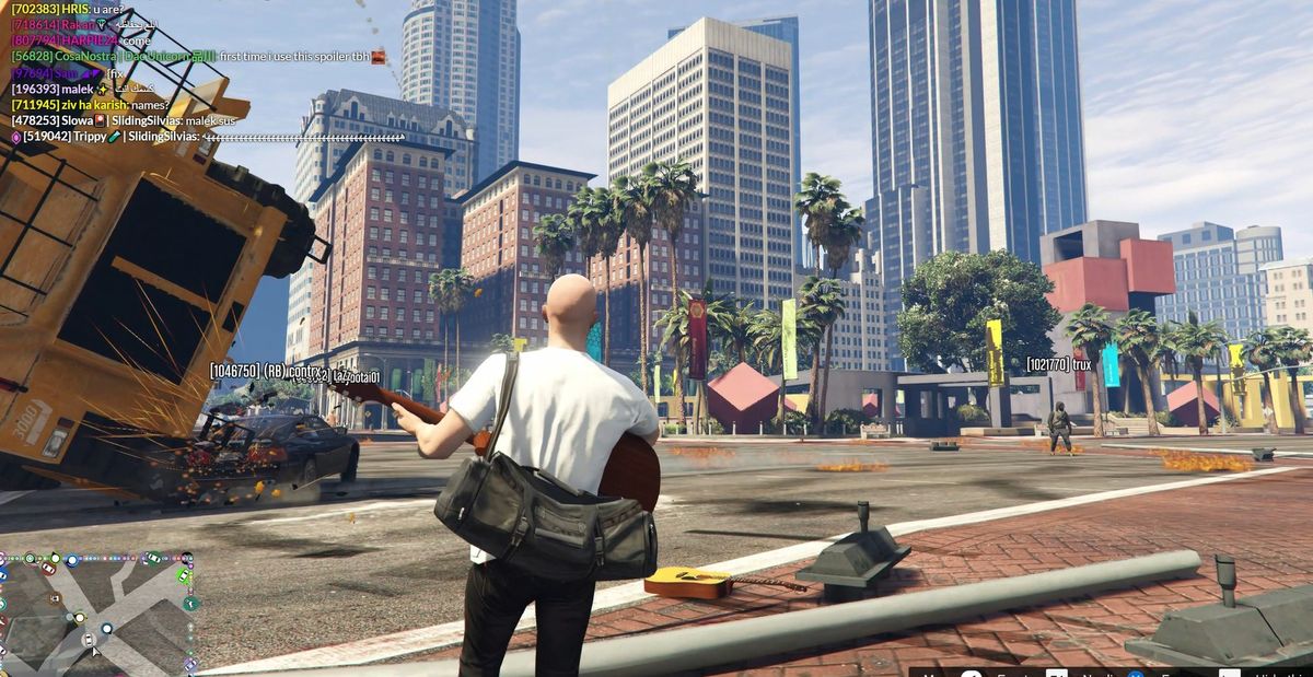 I watched the world burn in a 1,000-player GTA Online roleplay server while  playing the guitar