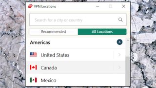 ExpressVPN Windows app location list