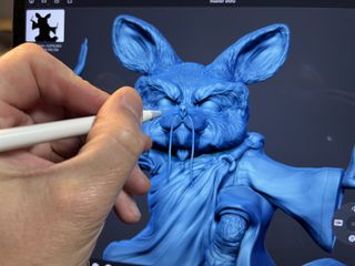 ZBrush for iPad review; a person using a 3D modelling app on an iPad