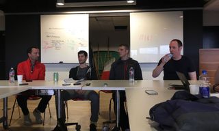 Valve employees Doug Lombardi, Tom Giardino, Alden Kroll, and Chris Boyd at the developer's Bellevue, WA offices on Thursday.