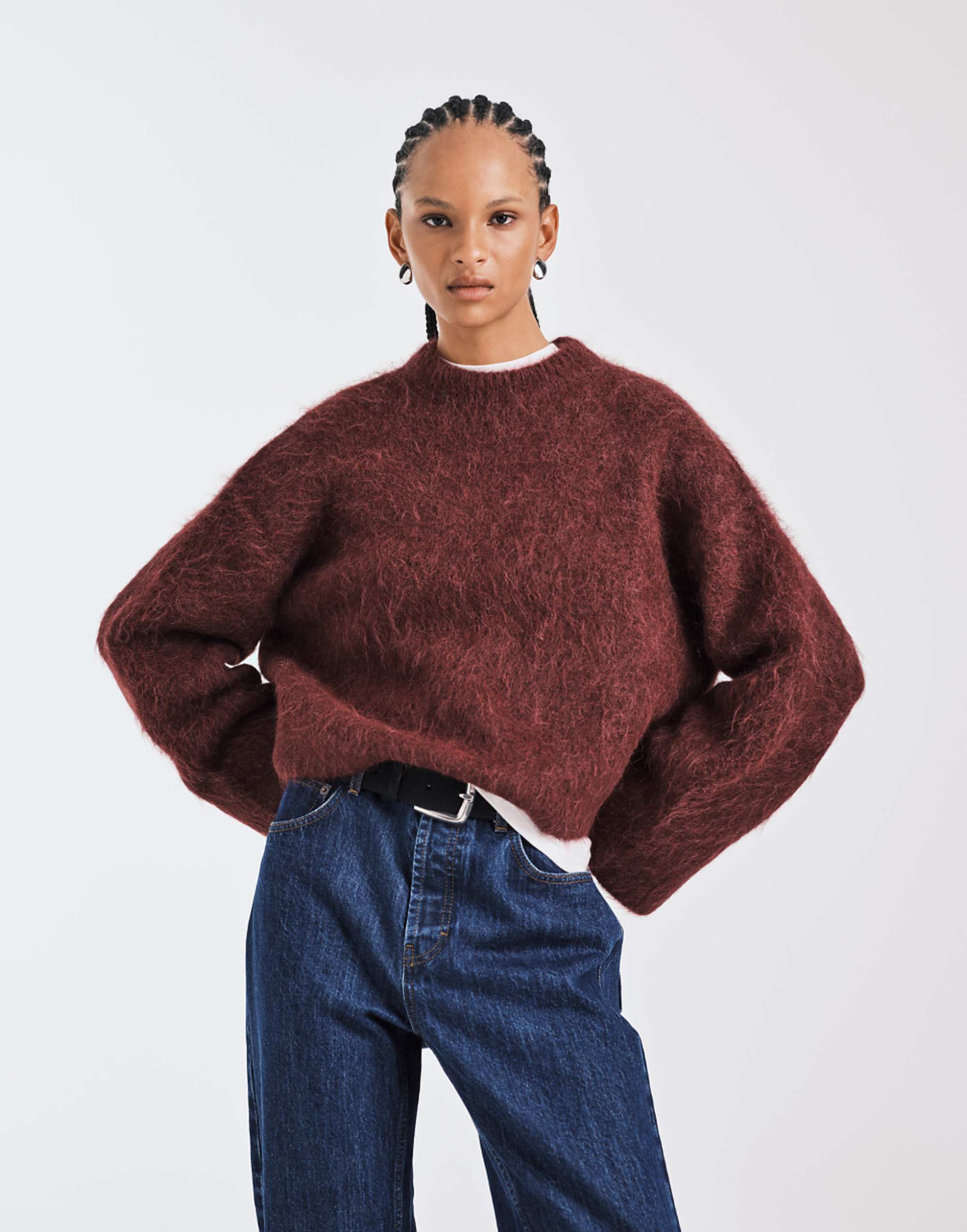Asos Design Chunky Premium Alpaca Jumper in Plum