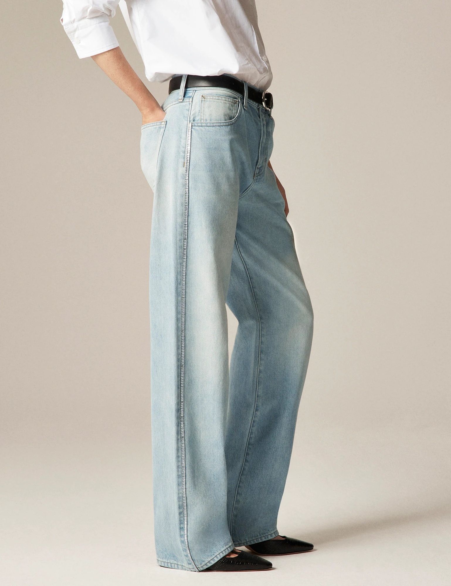 J.Crew, Mid-Rise Relaxed Straight Jean With Embellishments