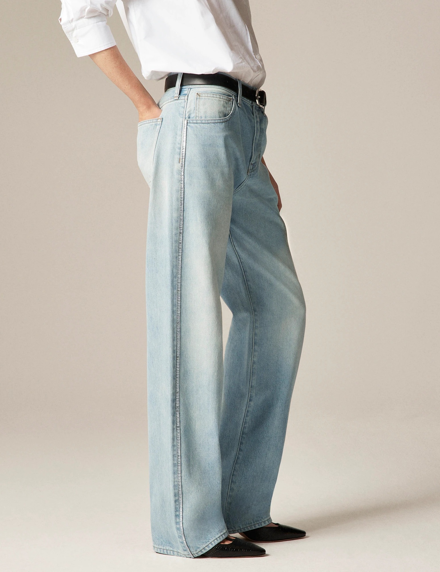 J.Crew, Mid-Rise Relaxed Straight Jean With Embellishments