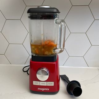Chopped carrots in Magmix Power Blender