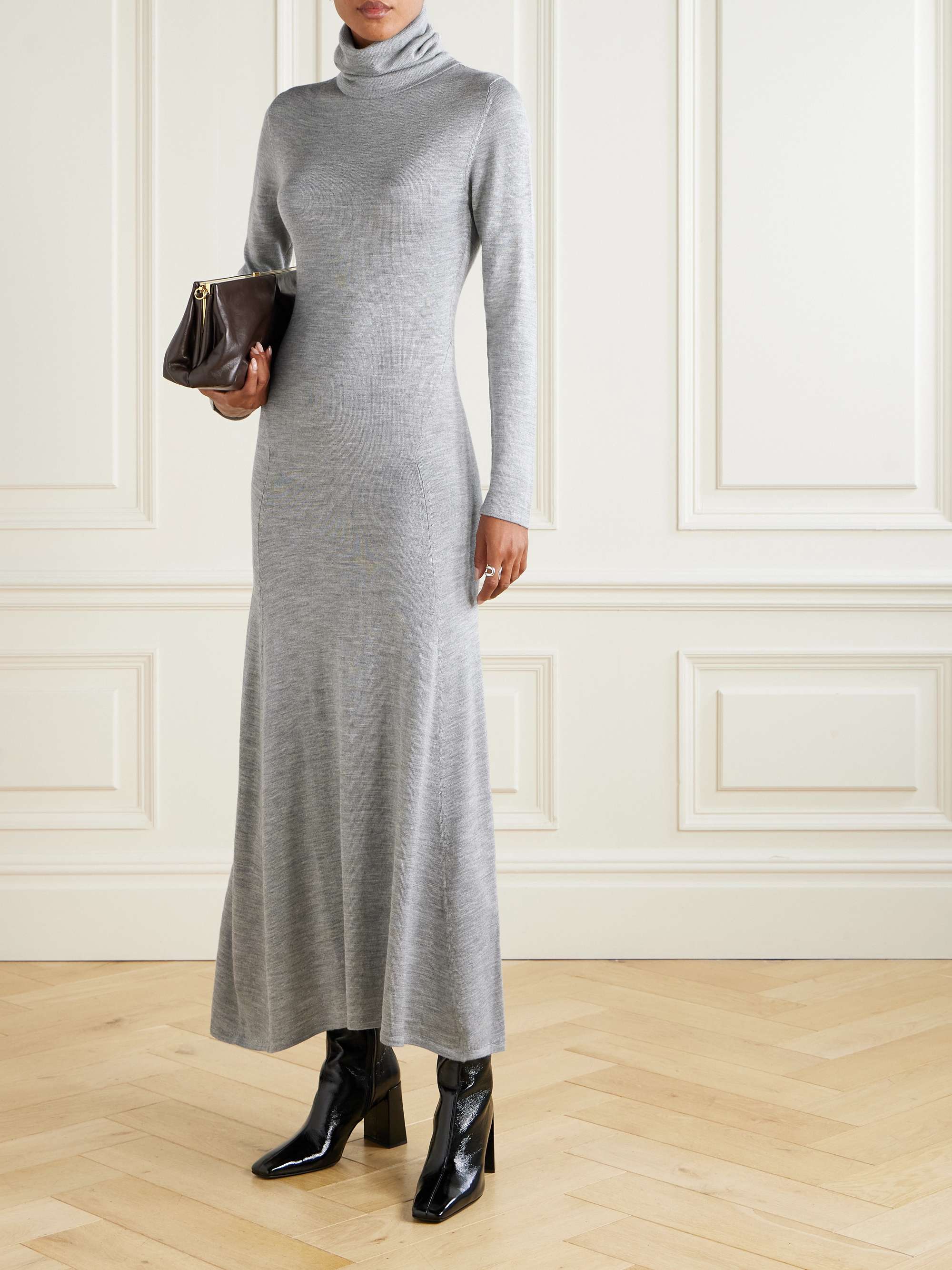 Suzette Wool and Silk-Blend Turtleneck Midi Dress