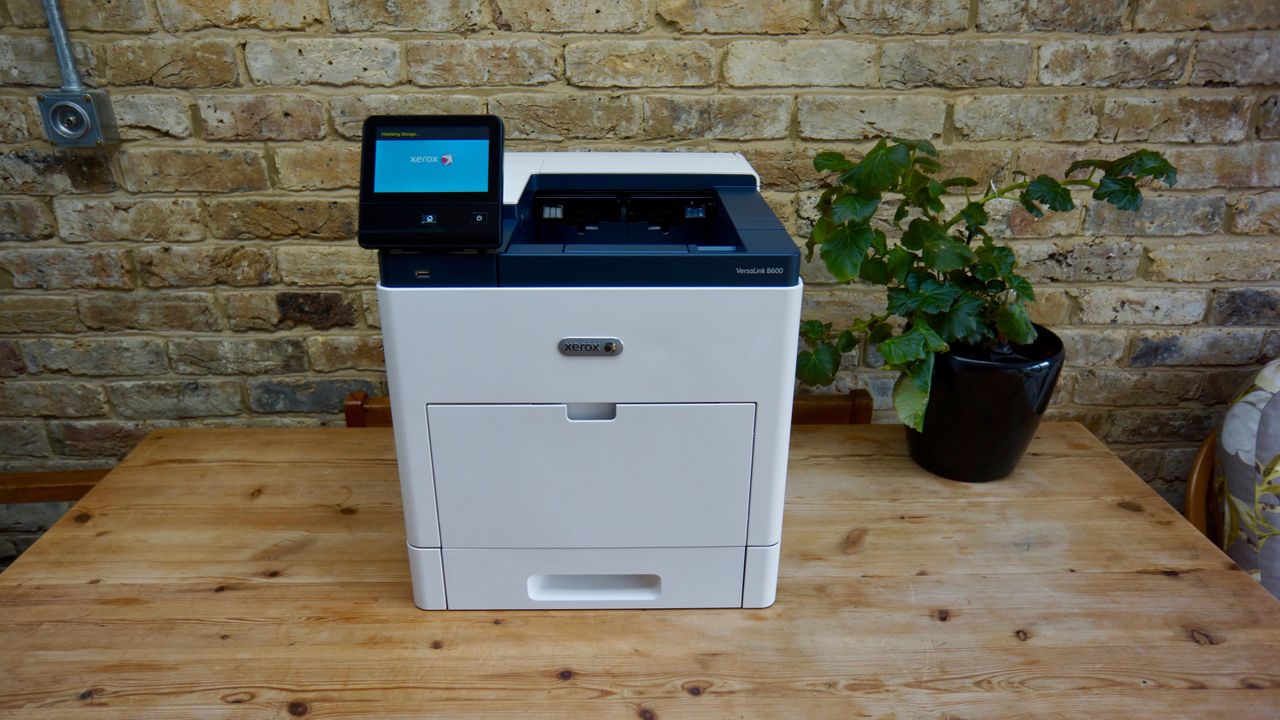 Xerox VersaLink B600DN on a desk in a home office