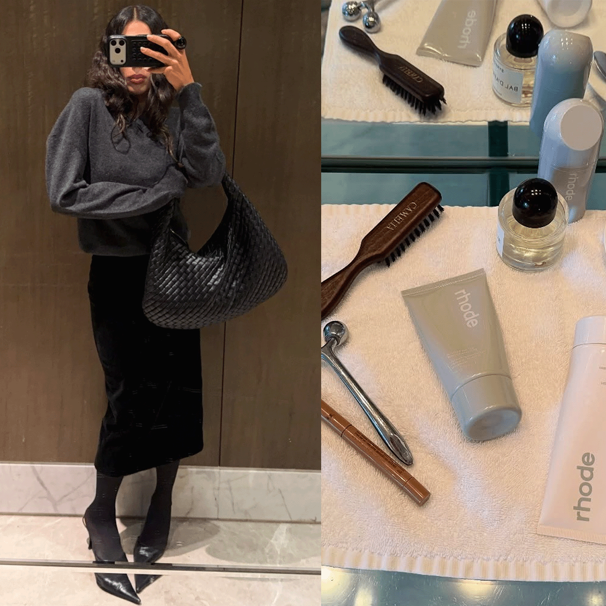 Camelia Farhoodi mirror selfie and beauty.