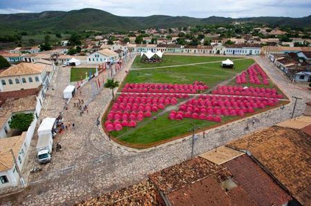 This tent city greeted riders at the finish in Rio das Contas.