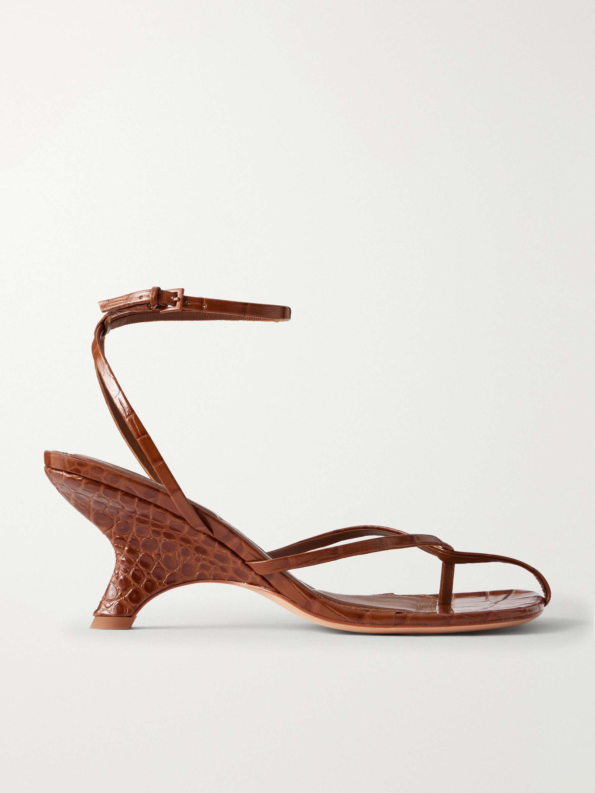 Kelsey Croc-Effect Leather Sandals