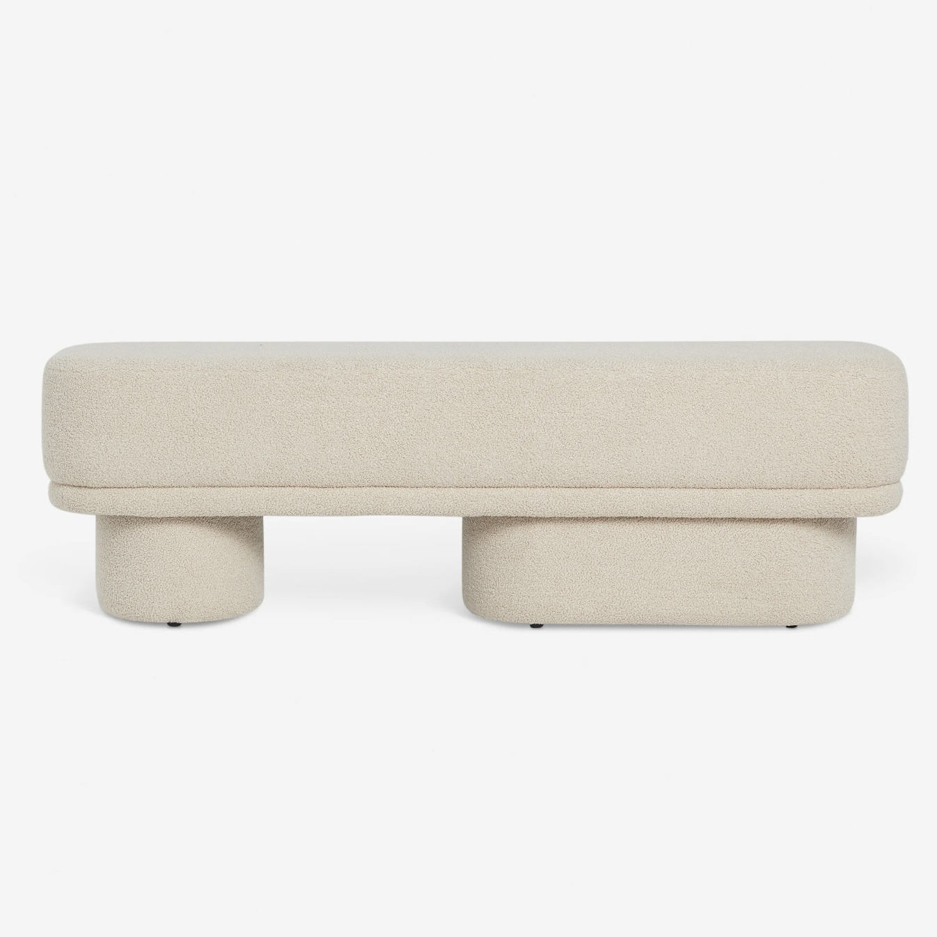white boucle bench
