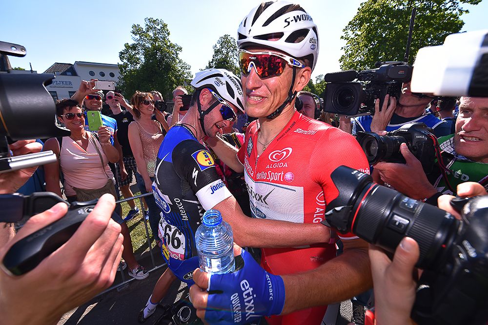 Kittel gets congratulations after stage 3.