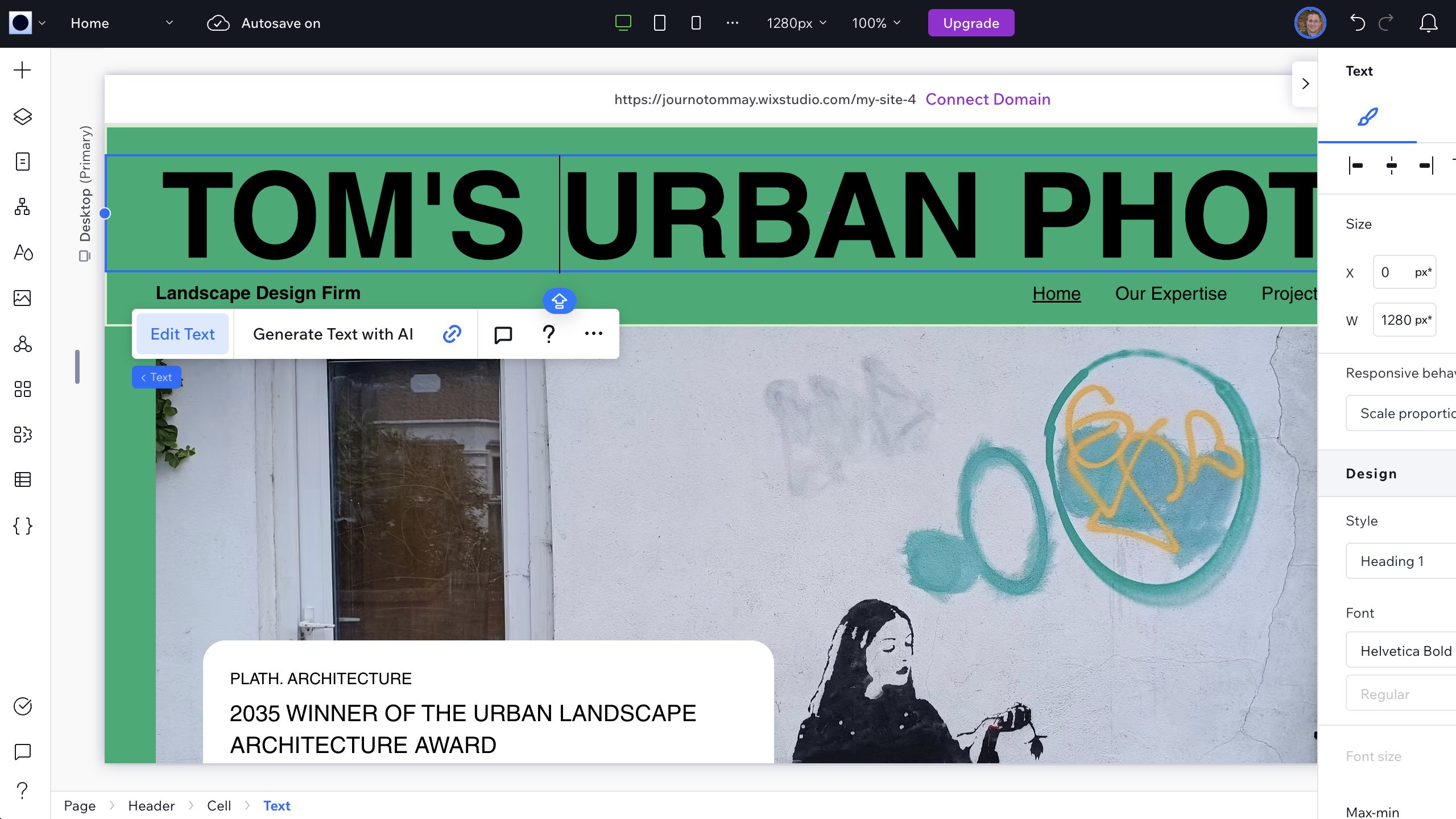 Editing a template in Wix Studio