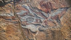 A satellite image of the folded rocks in northwestern Iran.