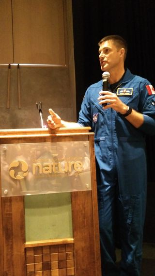 Canadian astronaut Jeremy Hansen talks about Apollo 11 at the Canadian Museum of Nature in Ottawa on July 20, during the 50th anniversary of the first moon landing.