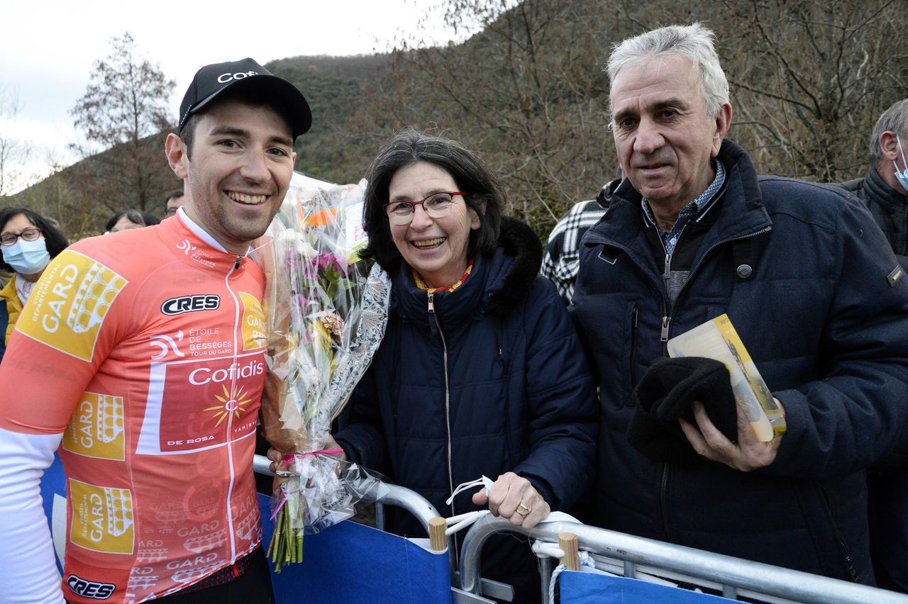 Etoile de Besseges - Tour du Gard 2022 - 52nd Edition - 3rd stage Besseges - Besseges 155 km - 04/02/2022 - Benjamin Thomas (FRA - Cofidis) - Mother and Father - photo Tommaso Pelagalli/SprintCyclingAgency&Acirc;&copy;2022
