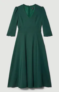 Structured Crepe Full-Skirted Midi Dress (£113.40) $194.40 |Karen Millen