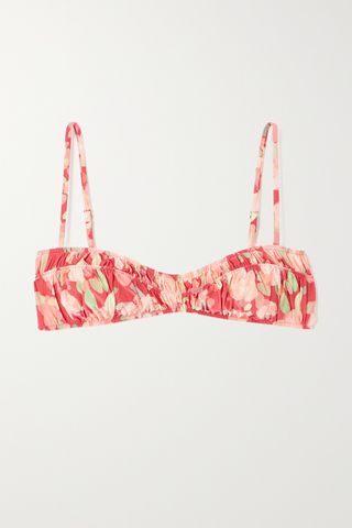 + Net Sustain Floral-Print Stretch-Econyl® Bikini Top