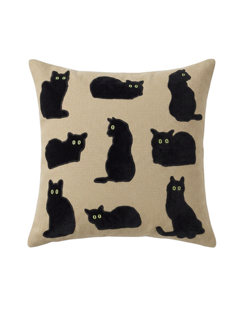 Spooky Cat Applique Pillow Cover