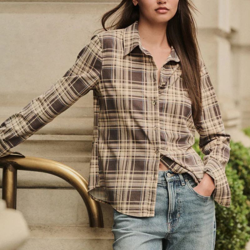 Next , Brown/Cream Check Long Sleeve Corduroy Shirt