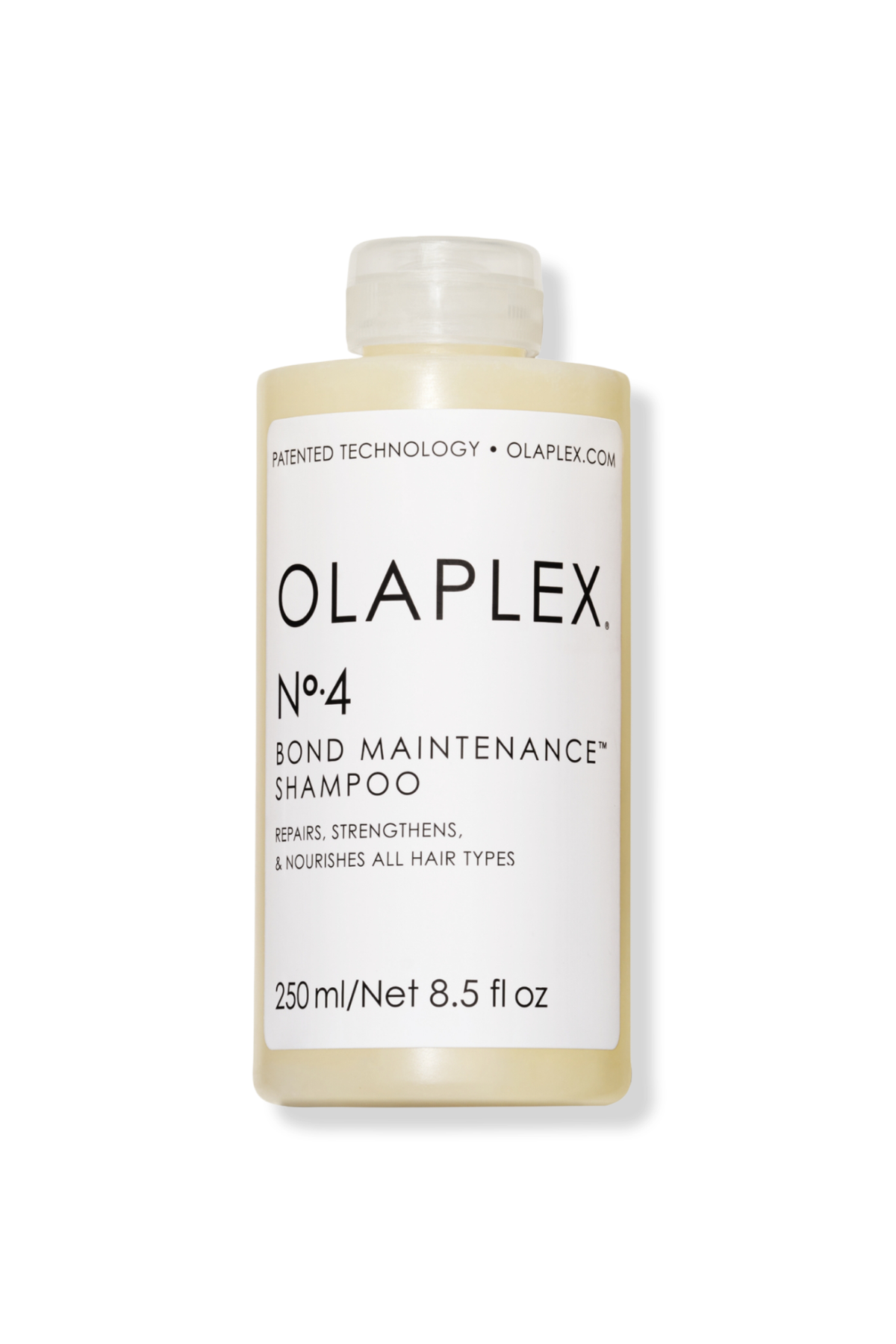 A bottle of Olaplex No.4 Bond Maintenance Shampoo.
