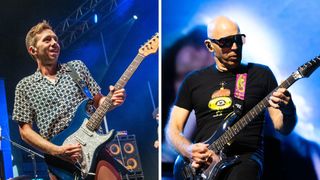 Left-Cory Wong performs at The O2 Institute Birmingham on October 12, 2023 in Birmingham, England; Right-Guitarist Joe Satriani performs on the Palomino Stage during day 3 of the Stagecoach Music Festival on April 27, 2025 in Indio, California