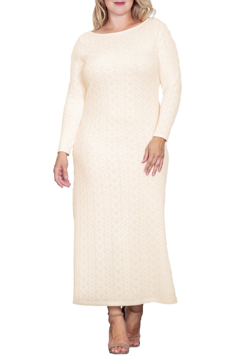 Geo Jacquard Long Sleeve Maxi Dress