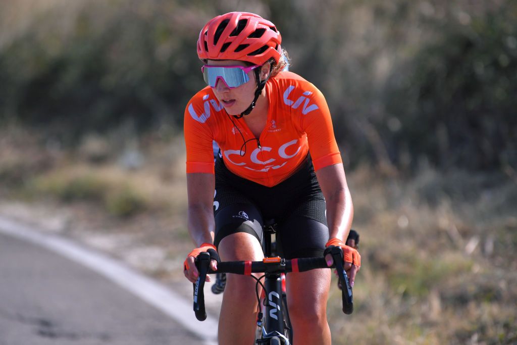 MOTTAMONTECORVINO ITALY SEPTEMBER 19 Sabrina Stultiens of The Netherlands and Team CCC Liv during the 31st Giro dItalia Internazionale Femminile 2020 Stage 9 a 1099km stage from Motta Montecorvino to Motta Montecorvino 645m GiroRosaIccrea GiroRosa on September 19 2020 in Motta Montecorvino Italy Photo by Luc ClaessenGetty Images