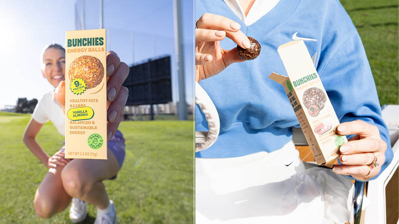 Hally Leadbetter, founder of Bunchies, showing the protein balls