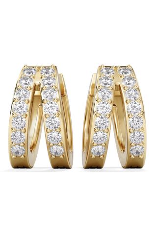 The Diamond Store Pave Split Huggie Lab Diamond Earrings