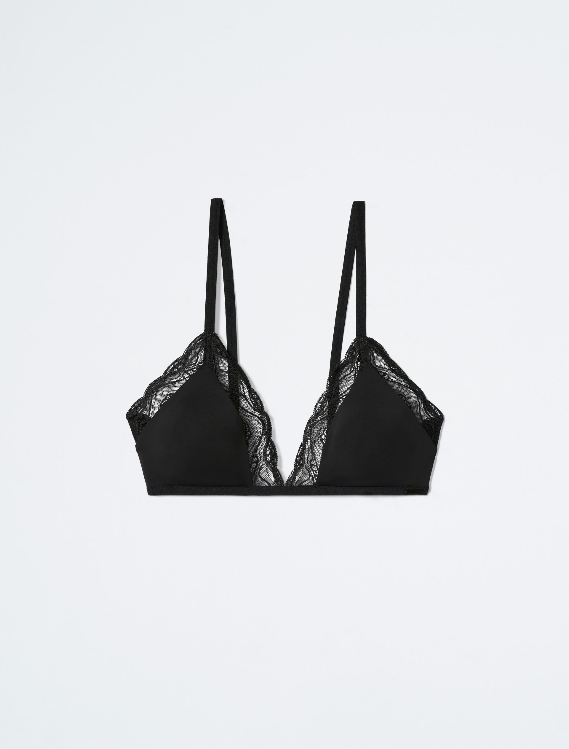 Ck Black Floral Lace Lightly Lined Plunge Bra